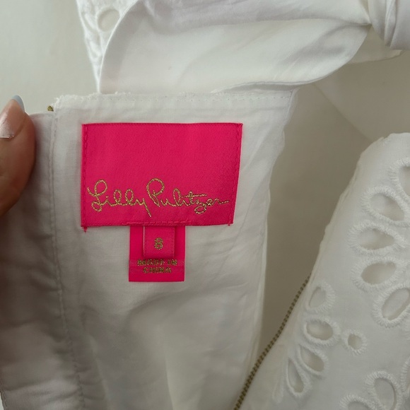 Lilly Pulitzer White Pinwheel Eyelet Shelli Cotton Dress Size 8 - Picture 9 of 10